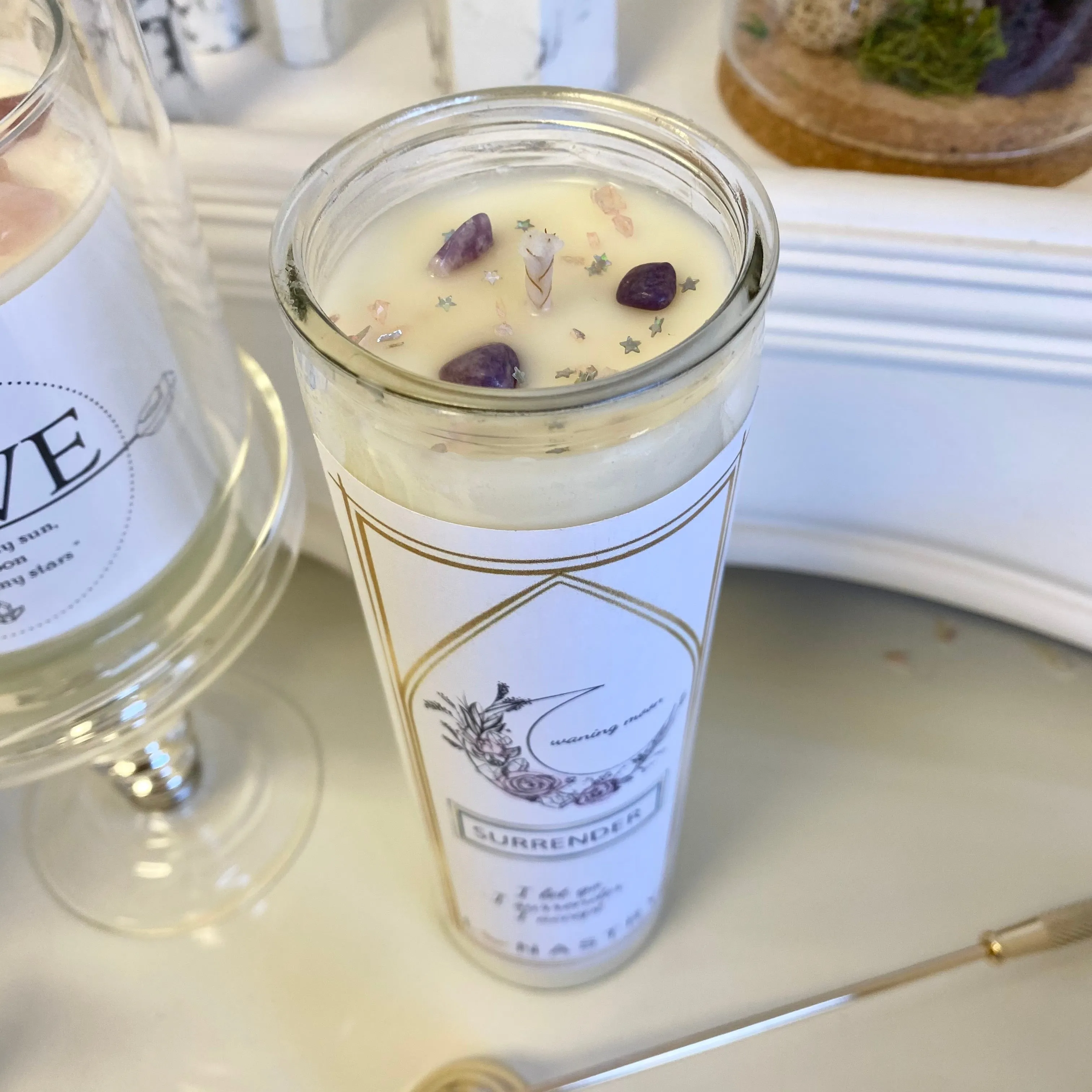 Surrender Prayer Candle with hidden gem