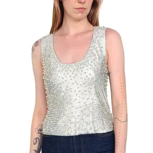 Swarovski Crystal Mesh & Pearl Tank Top
