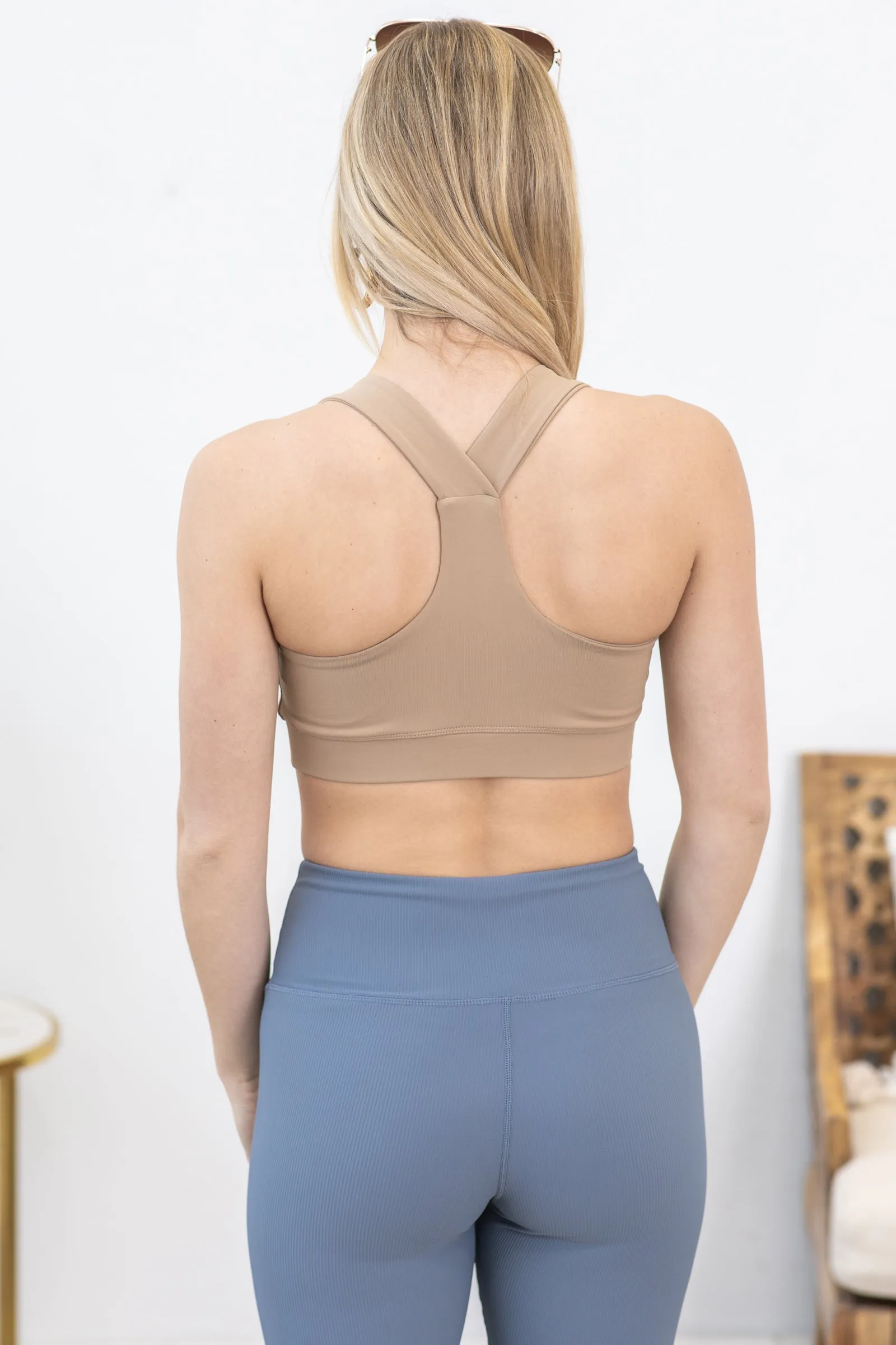 Tan Overlay Y-Back Sports Bra