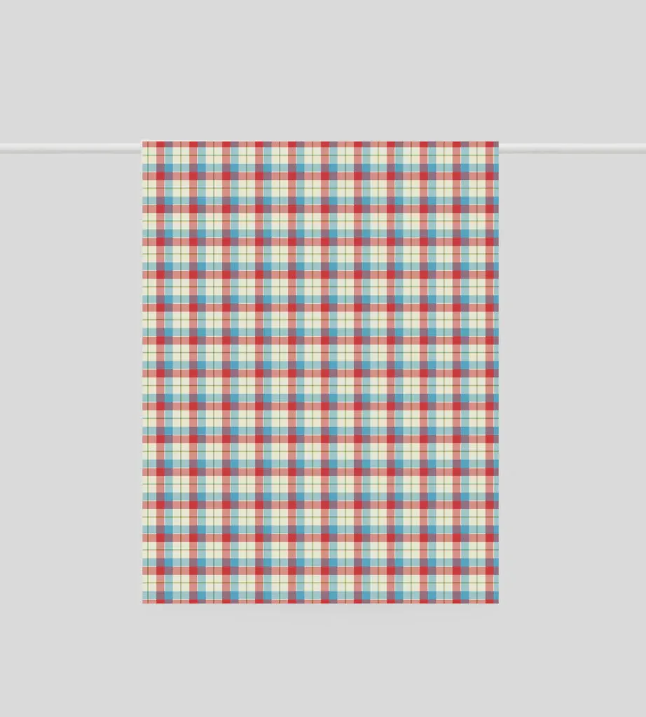 Tea Towel - Cherry & Blue Tartan