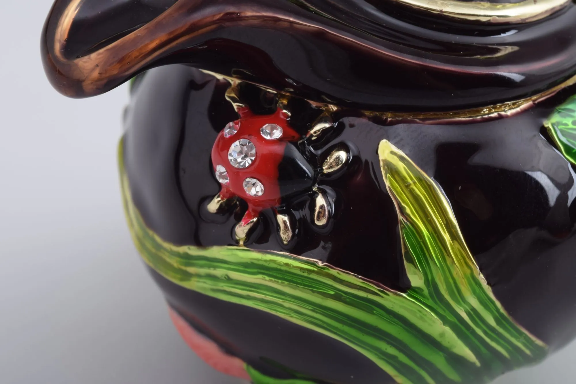 Teapot Decorated with a Ladybug and a Dragonfly