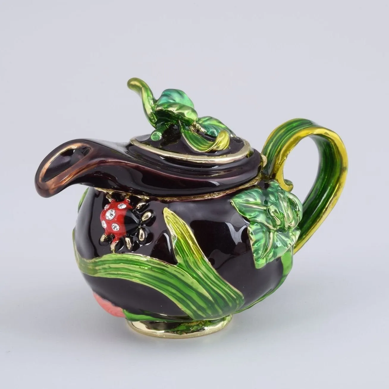 Teapot Decorated with a Ladybug and a Dragonfly