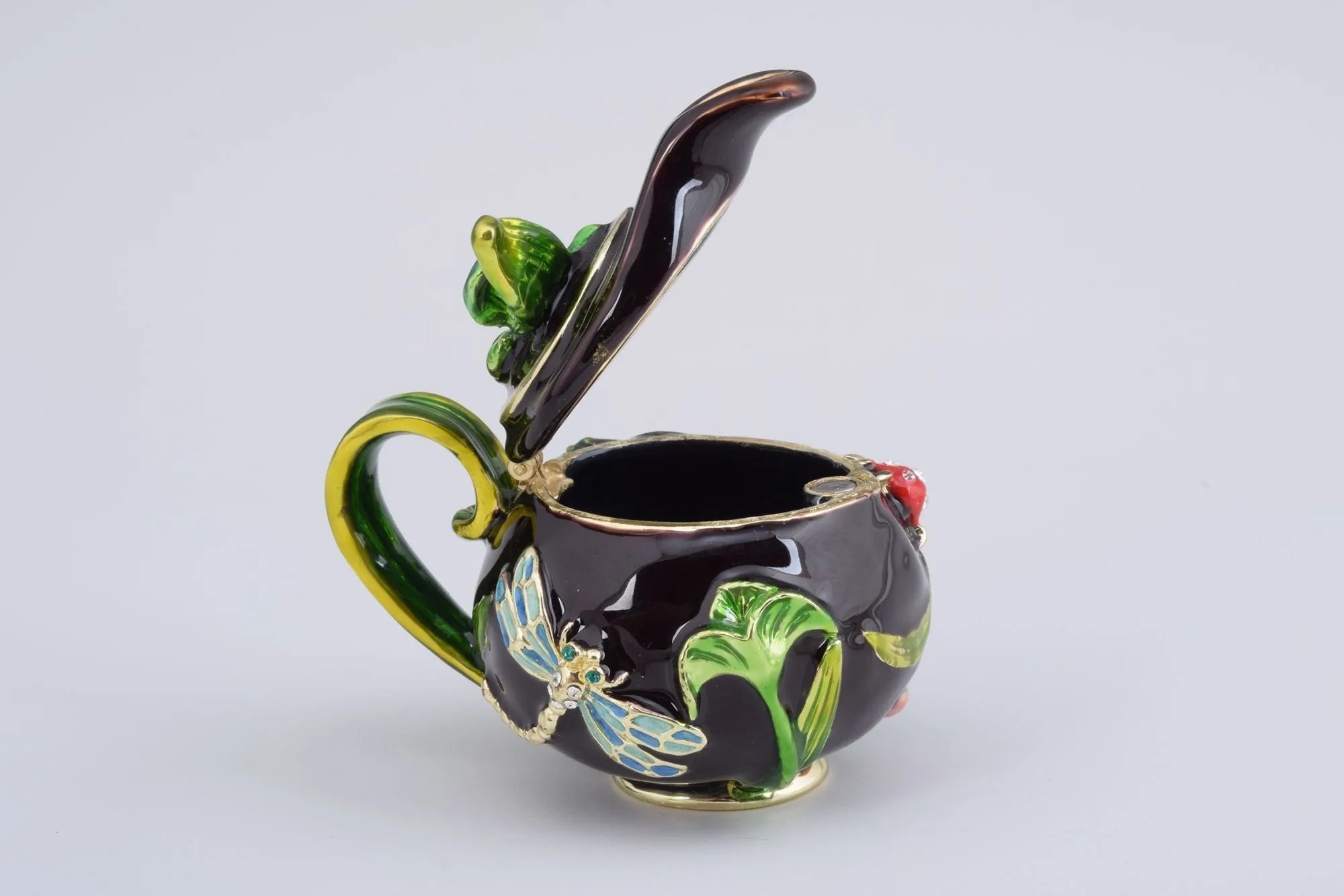 Teapot Decorated with a Ladybug and a Dragonfly