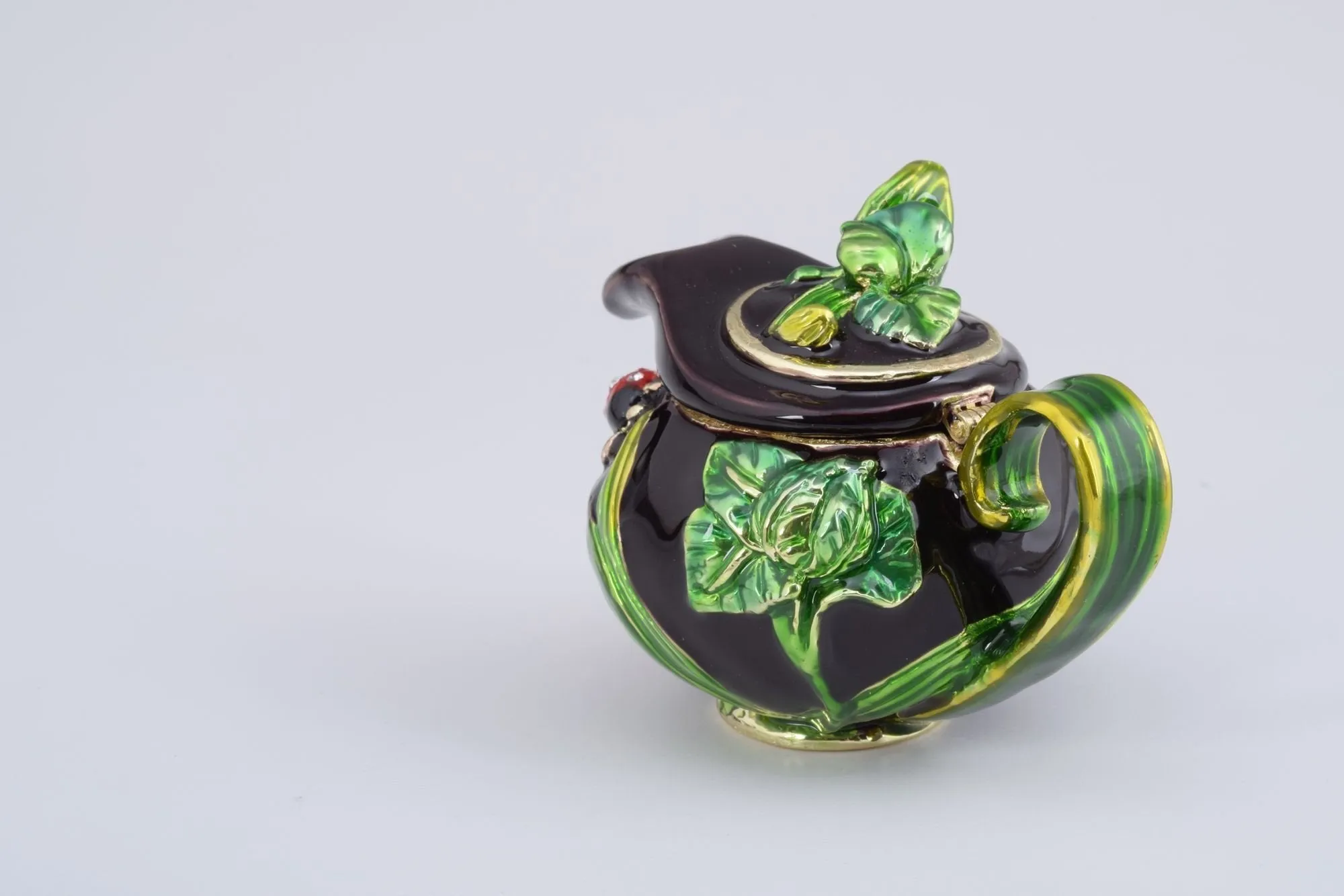 Teapot Decorated with a Ladybug and a Dragonfly