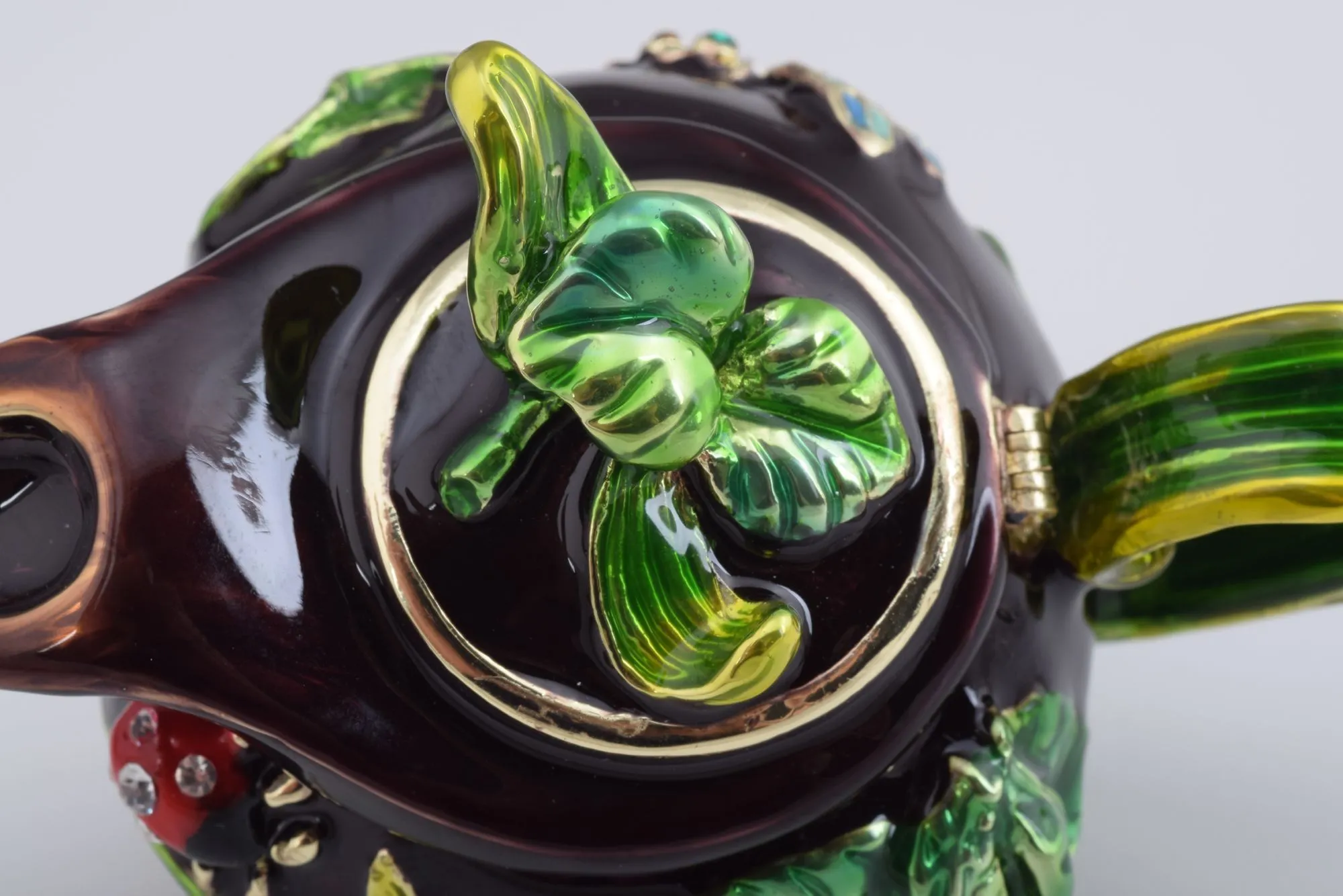 Teapot Decorated with a Ladybug and a Dragonfly