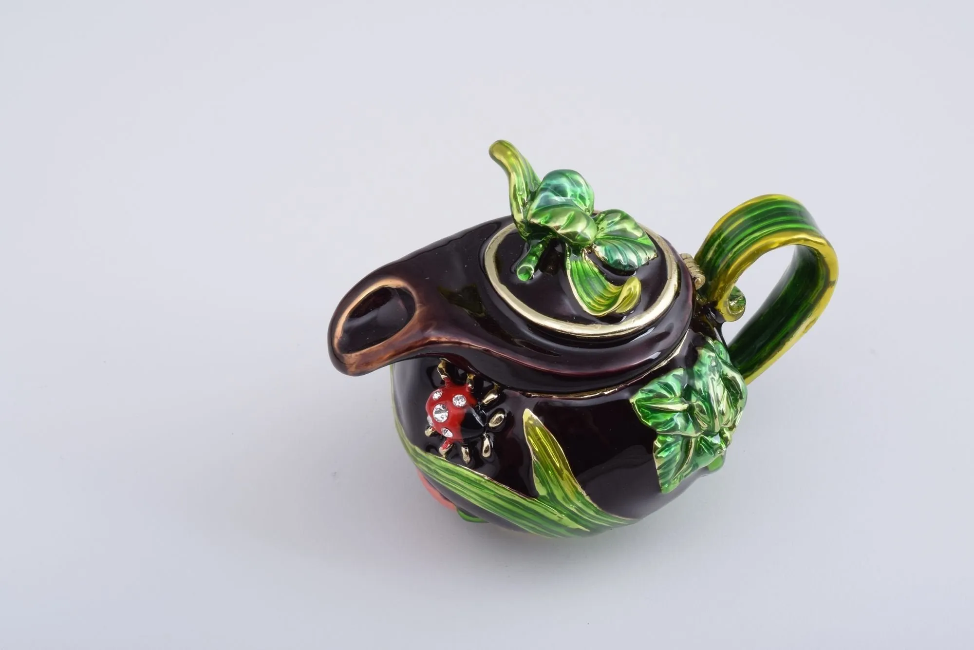 Teapot Decorated with a Ladybug and a Dragonfly