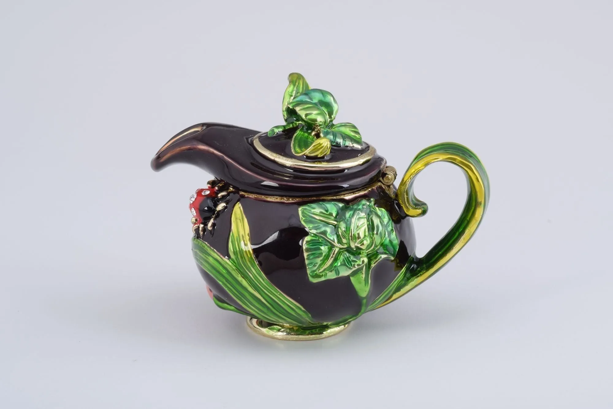 Teapot Decorated with a Ladybug and a Dragonfly
