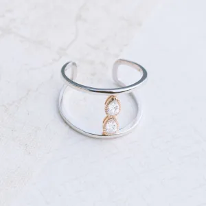 Teardrop Sterling Silver Engagement Ring