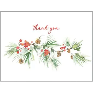 Thank You Pine Cone Border Boxed Set of 8