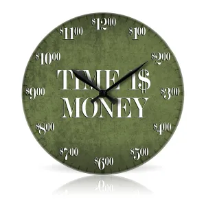 Time is Money <br>Round Acrylic Wall Clock 10.75"