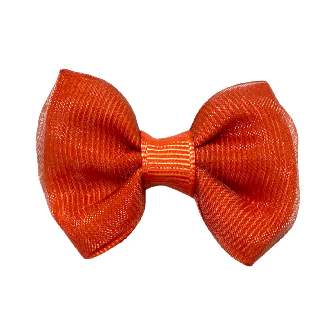 Tiny Bowtie Organza Overlay Bowtie Bow on Clippie (35  Colors)