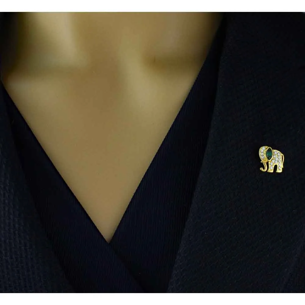 Tiny Crystal Elephant Lapel Tac Pin - RAP136J