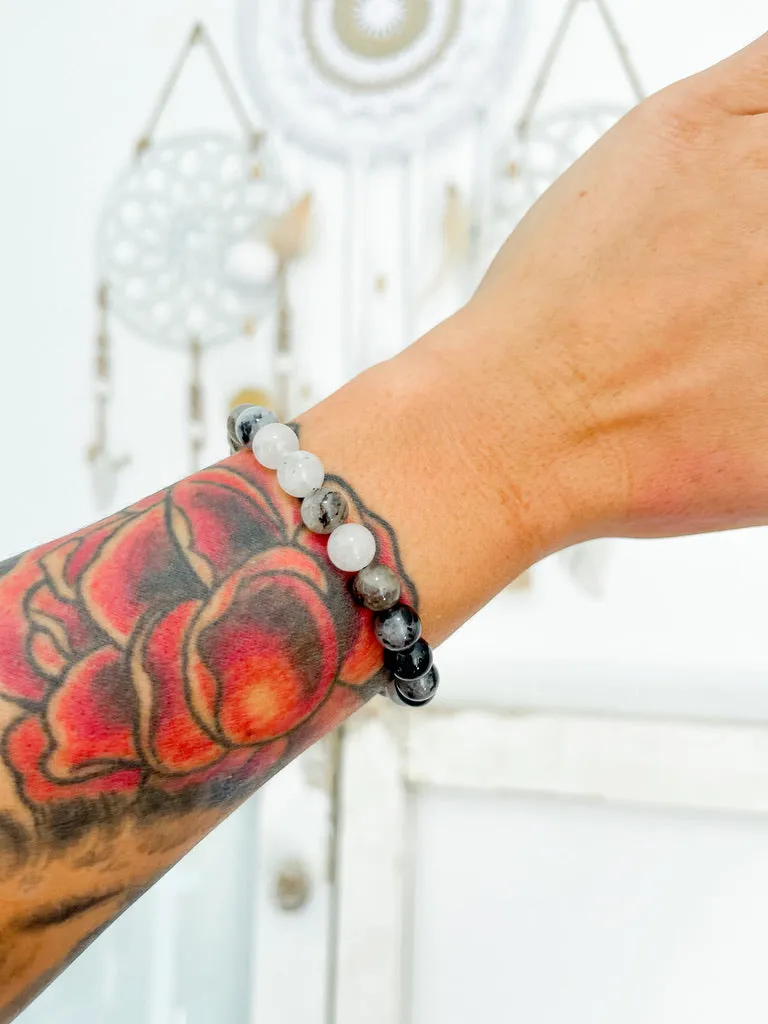 Tourmalinated Quartz 8mm Bead Bracelet