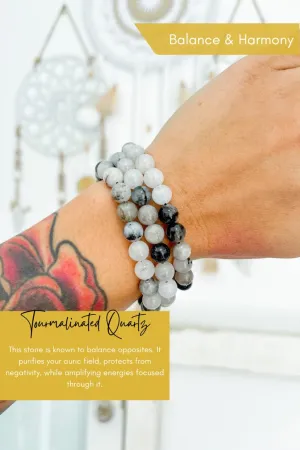 Tourmalinated Quartz 8mm Bead Bracelet