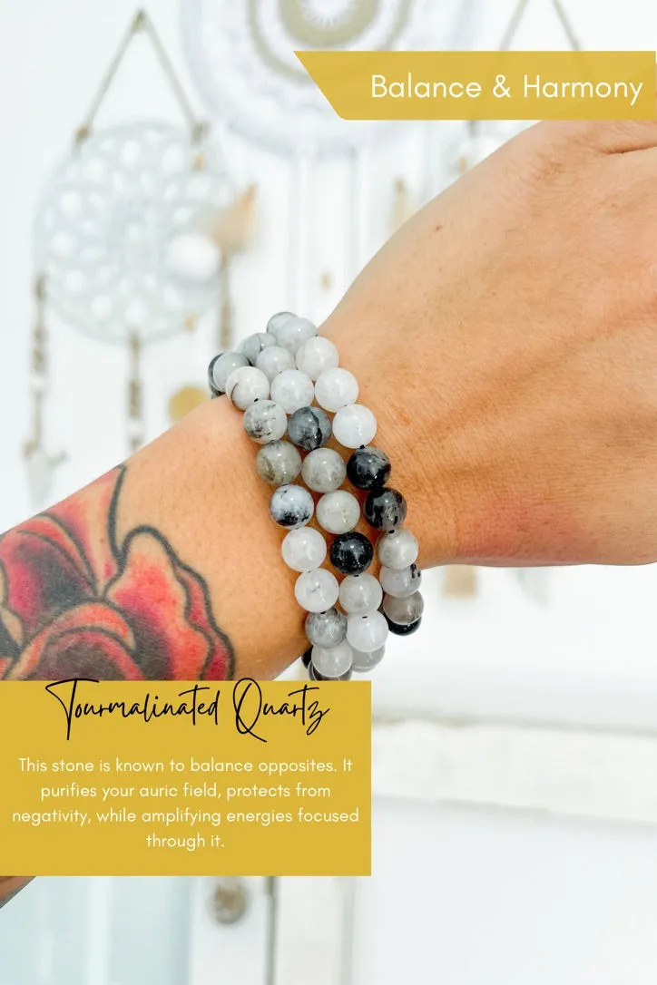Tourmalinated Quartz 8mm Bead Bracelet