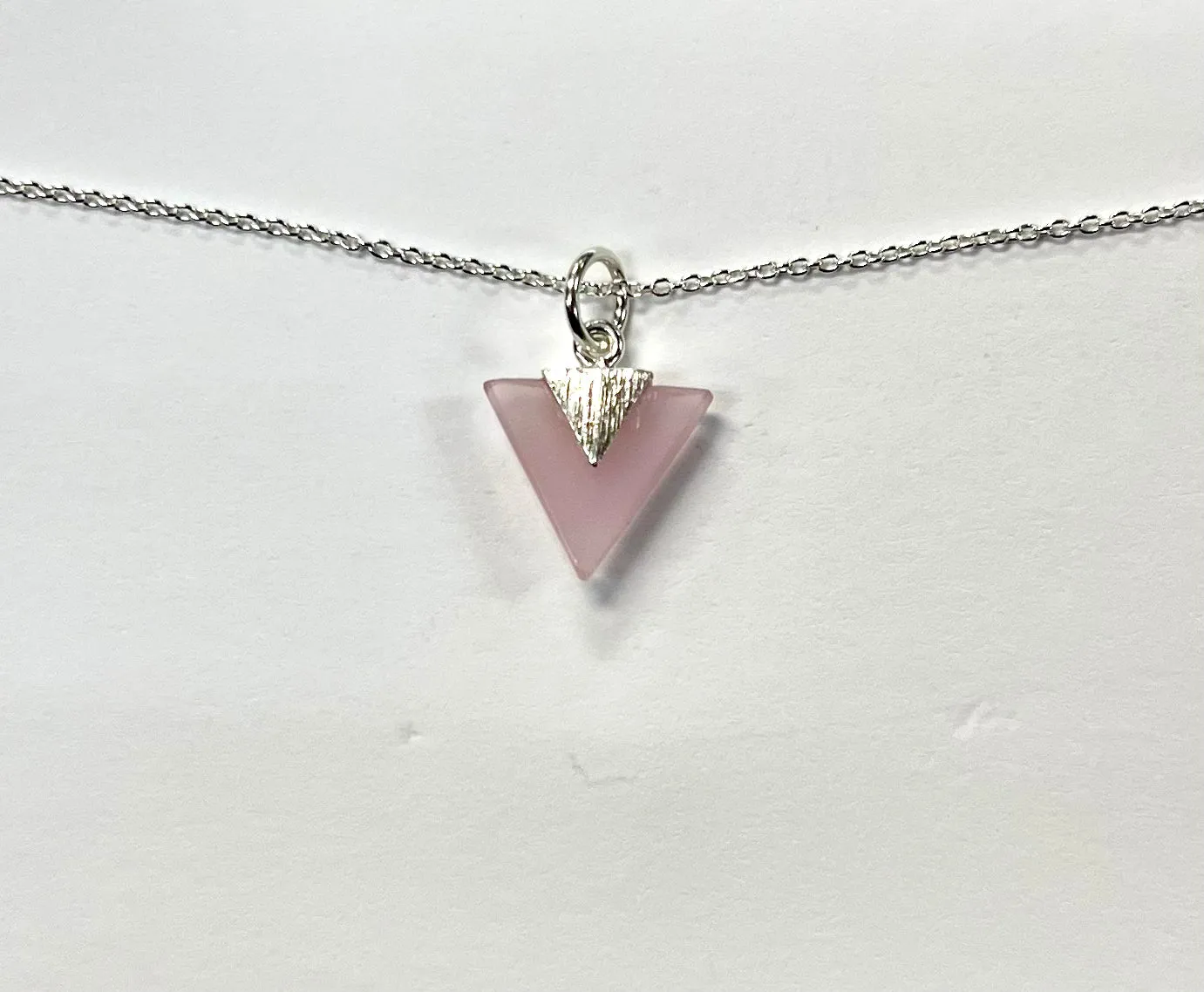 Triangular Crystal with Silver Overlay Necklace