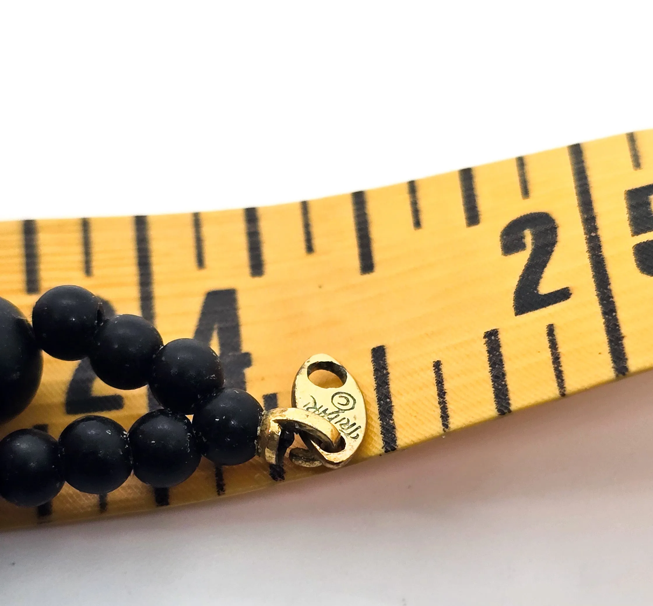 Trifari double strand black Lucite beaded vintage 24" necklace
