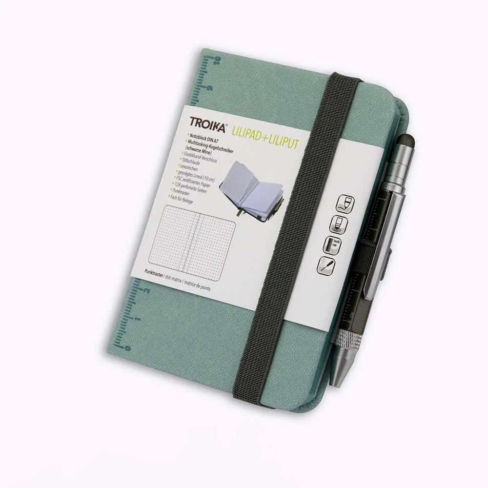 TROIKA Notepad DIN A7 with Multitasking Ballpoint Pen LILIPAD LILIPUT Mint Green