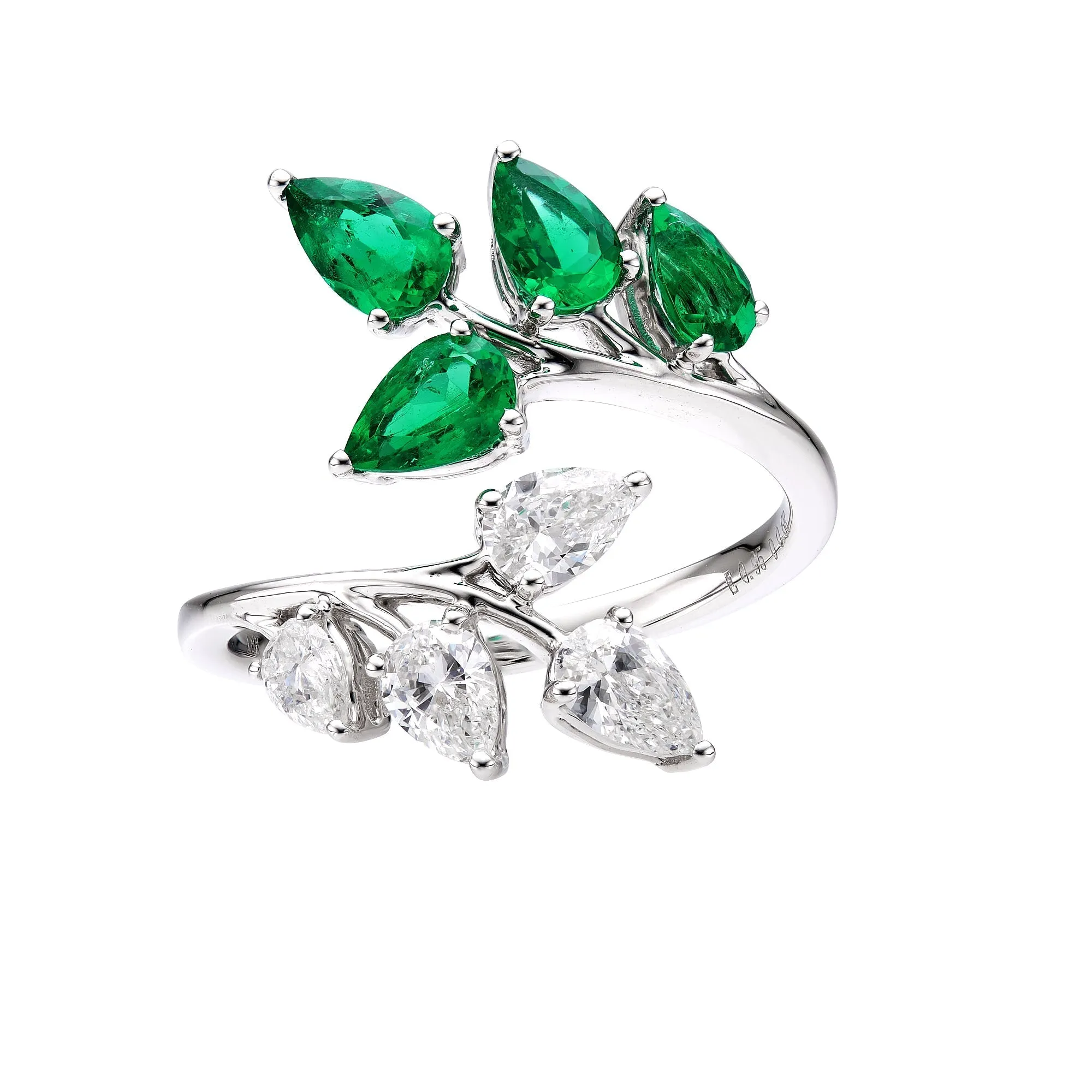 Tropical Paradise Meridian Wrap Emerald Ring