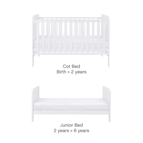 Tutti Bambini Rio Cot Bed with Cot Top Changer & Mattress - White