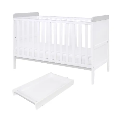 Tutti Bambini Rio Cot Bed with Cot Top Changer - White/Dove Grey