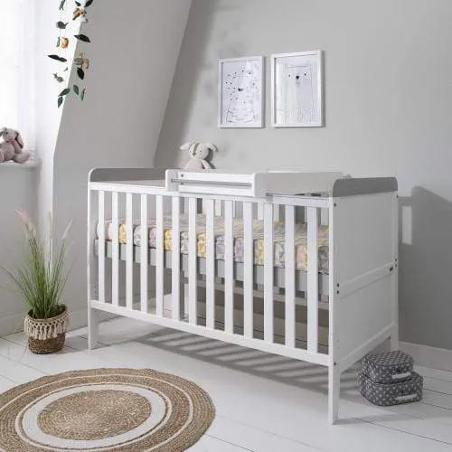 Tutti Bambini Rio Cot Bed with Cot Top Changer - White/Dove Grey