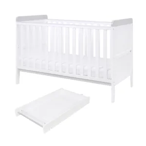 Tutti Bambini Rio Cot Bed with Cot Top Changer - White/Dove Grey