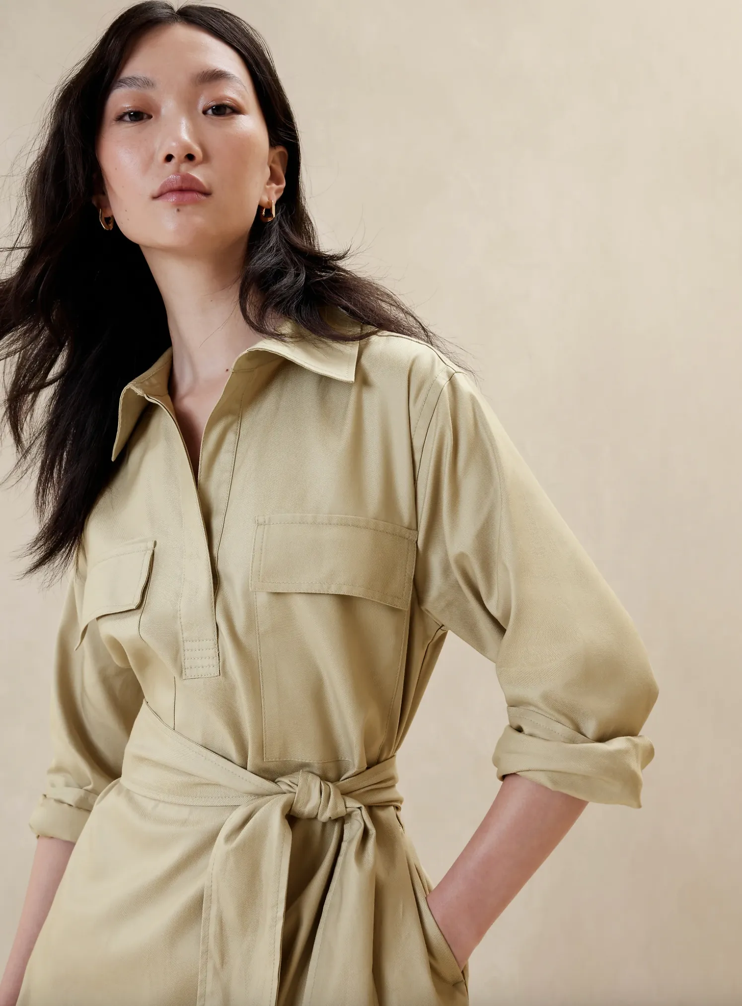 Twill Utility Shirt Dress