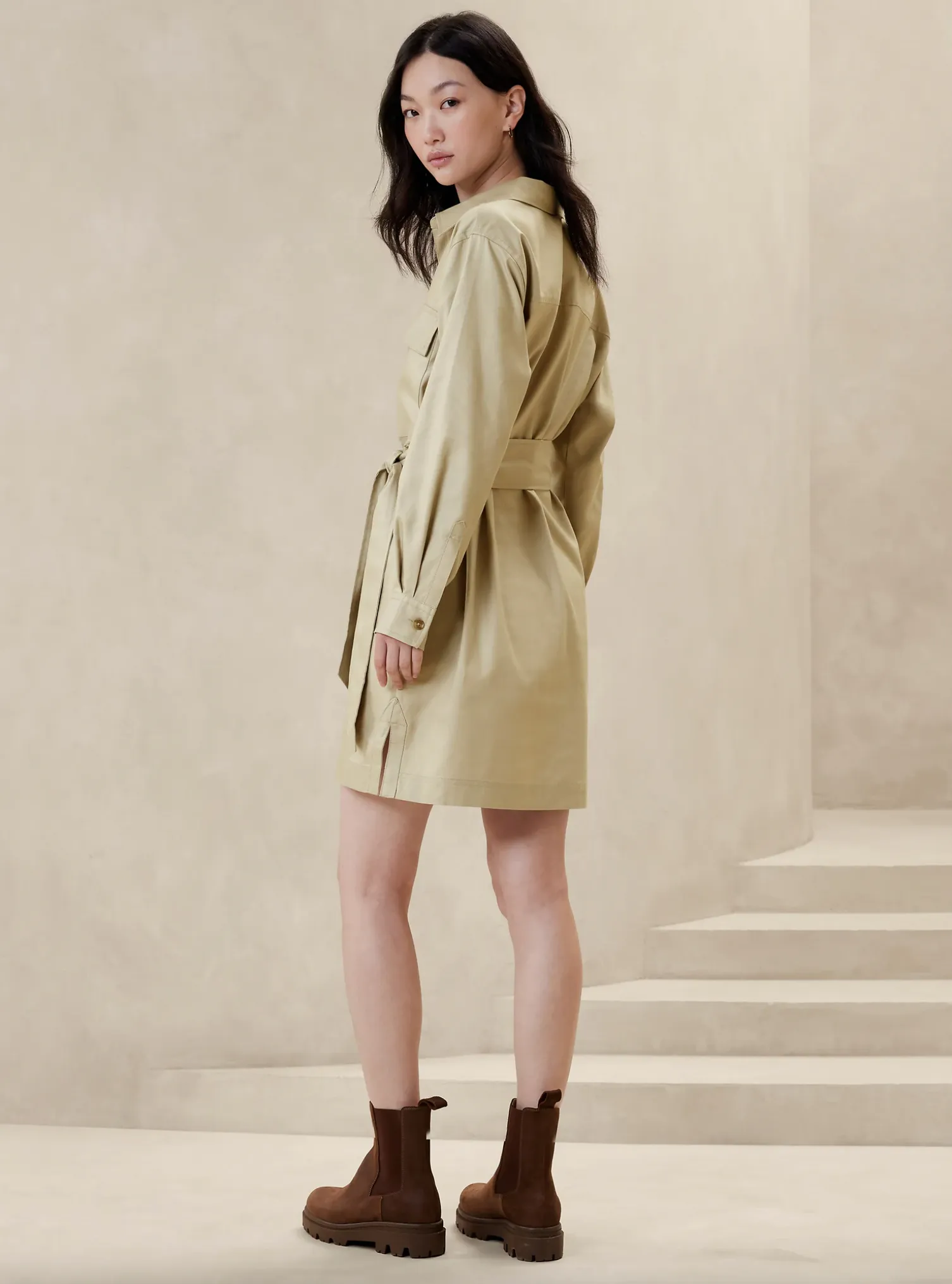 Twill Utility Shirt Dress