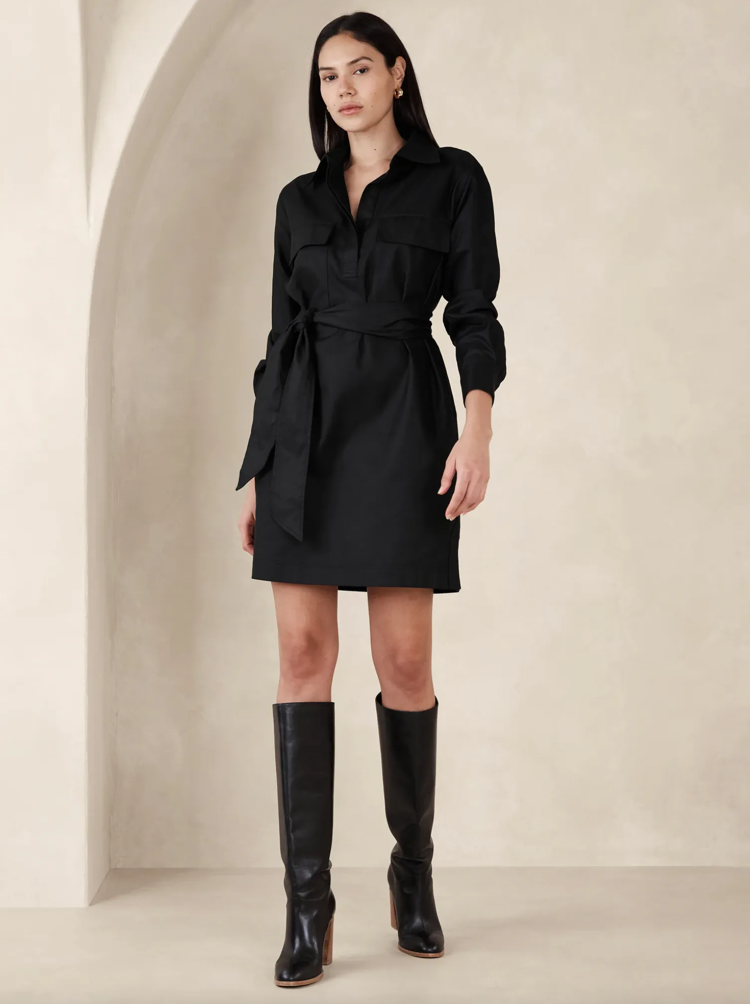 Twill Utility Shirt Dress