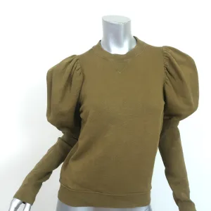 Ulla Johnson Puff Sleeve Sweatshirt Philo Olive Cotton Size Small