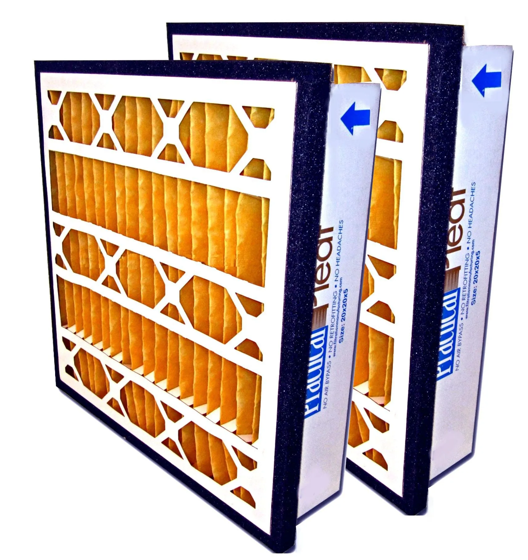 UPDRAFT Practical Pleat 5" Filter for Air Handler Filter Rack or Reverse Flow Systems - MERV 11 (2 Pack)
