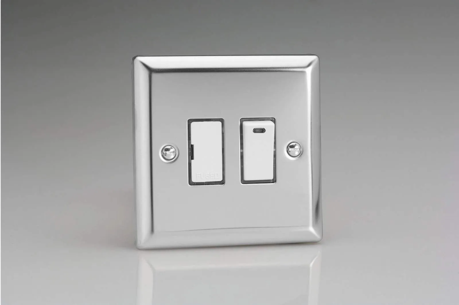 Varilight Classic Mirror Chrome 13A Switch Fused Spur with Neon White Insert XC6NW