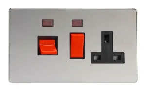 Varilight XDC45PNBS Cooker Switch 45A & Socket Black Pearl Nickel