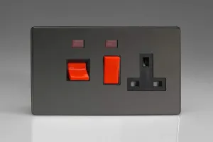 Varilight XDI45PNBS Cooker Switch 45A & Socket Pearl Nickel Black