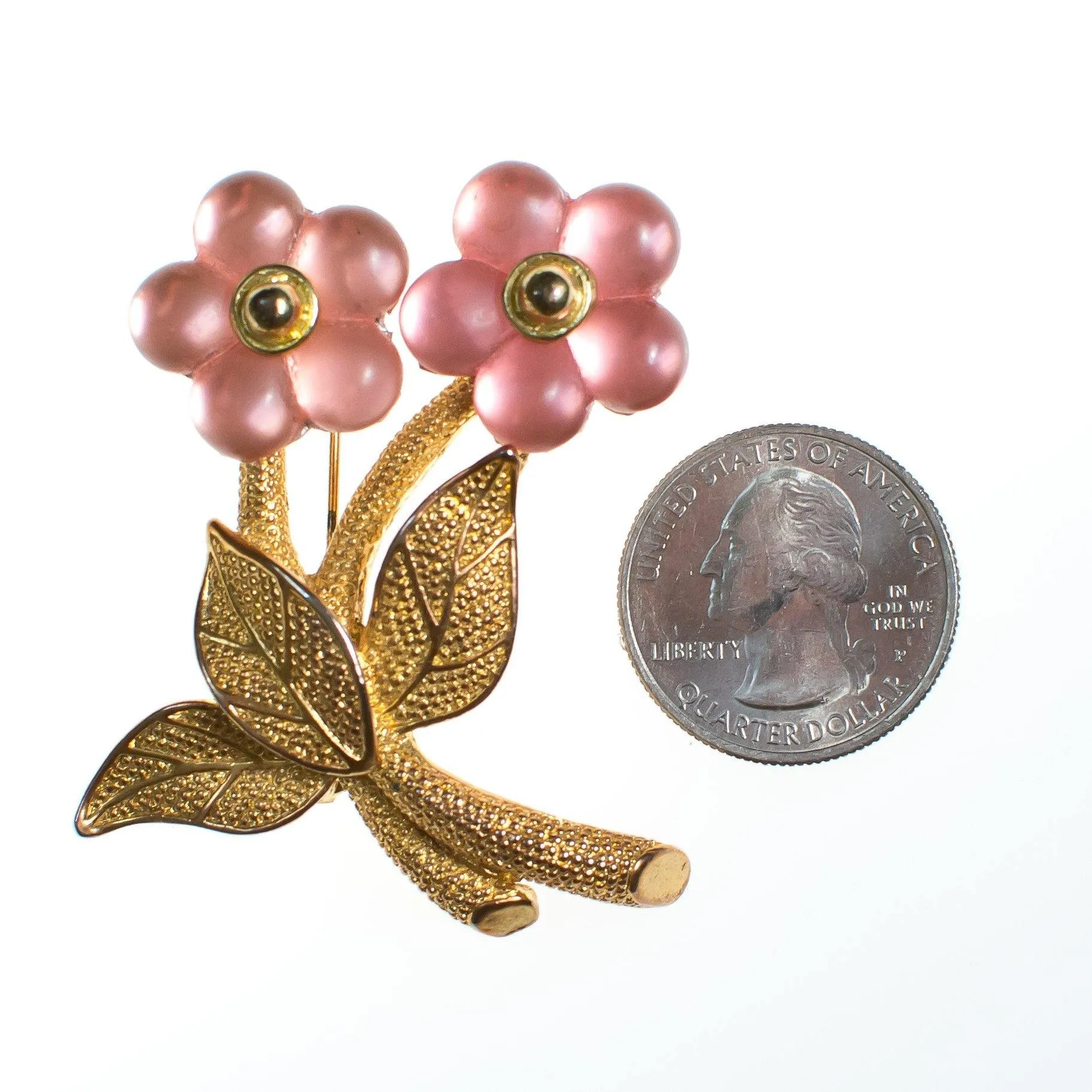 Vintage 1960s Blush Pink Lucite Flower Brooch