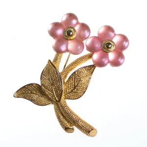 Vintage 1960s Blush Pink Lucite Flower Brooch