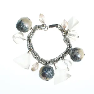 Vintage 1960s Chunky Lucite and Gray Bubble Bead Bracelet