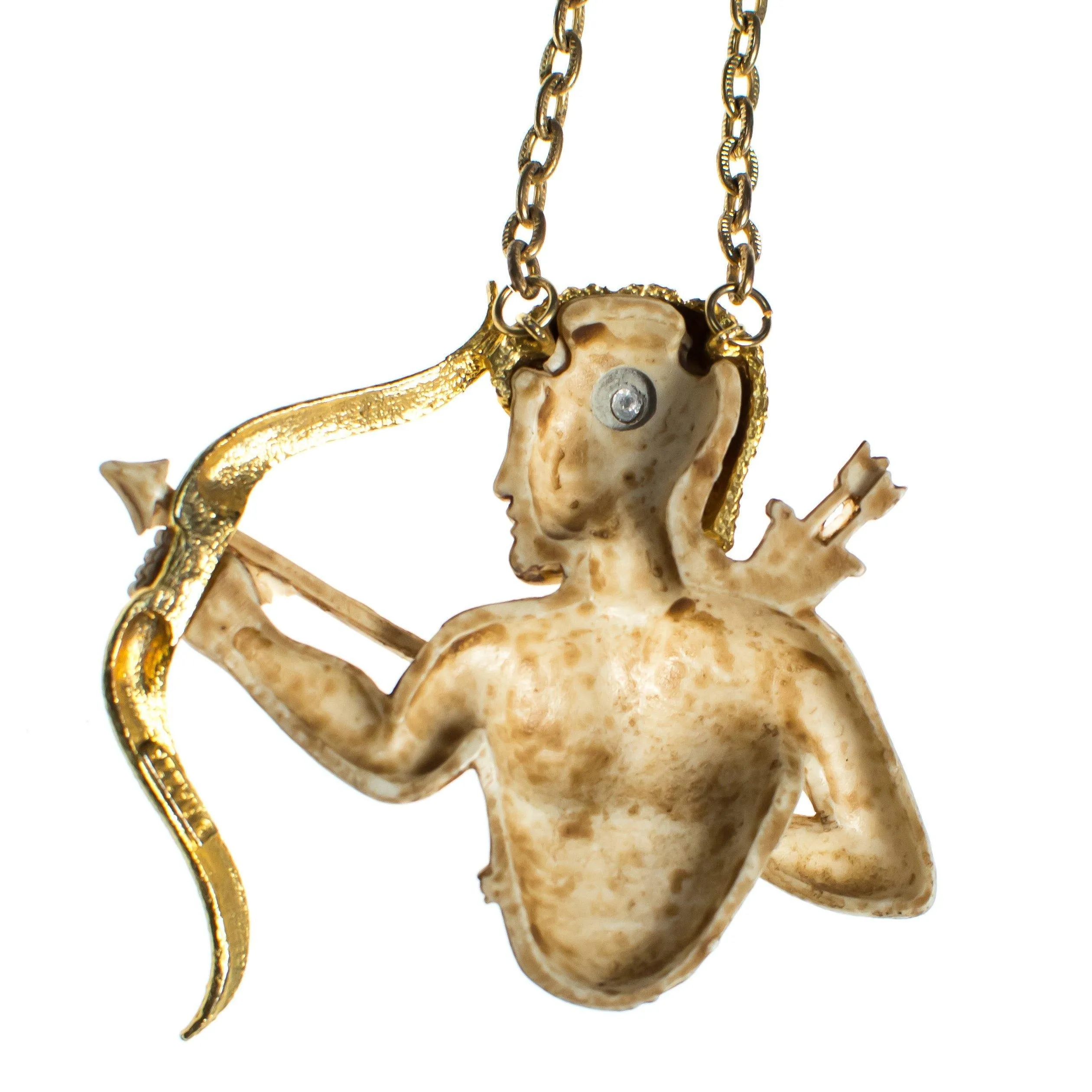 Vintage 1960s Razza Sagittarius Cupid with Arrow Pendant Statement Necklace