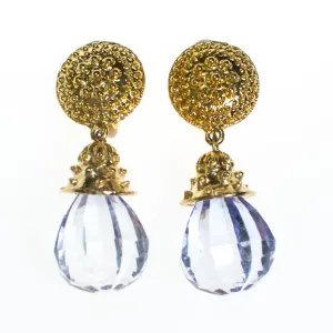 Vintage 1980s Crystal Lucite Chandelier Drop Statement Earrings