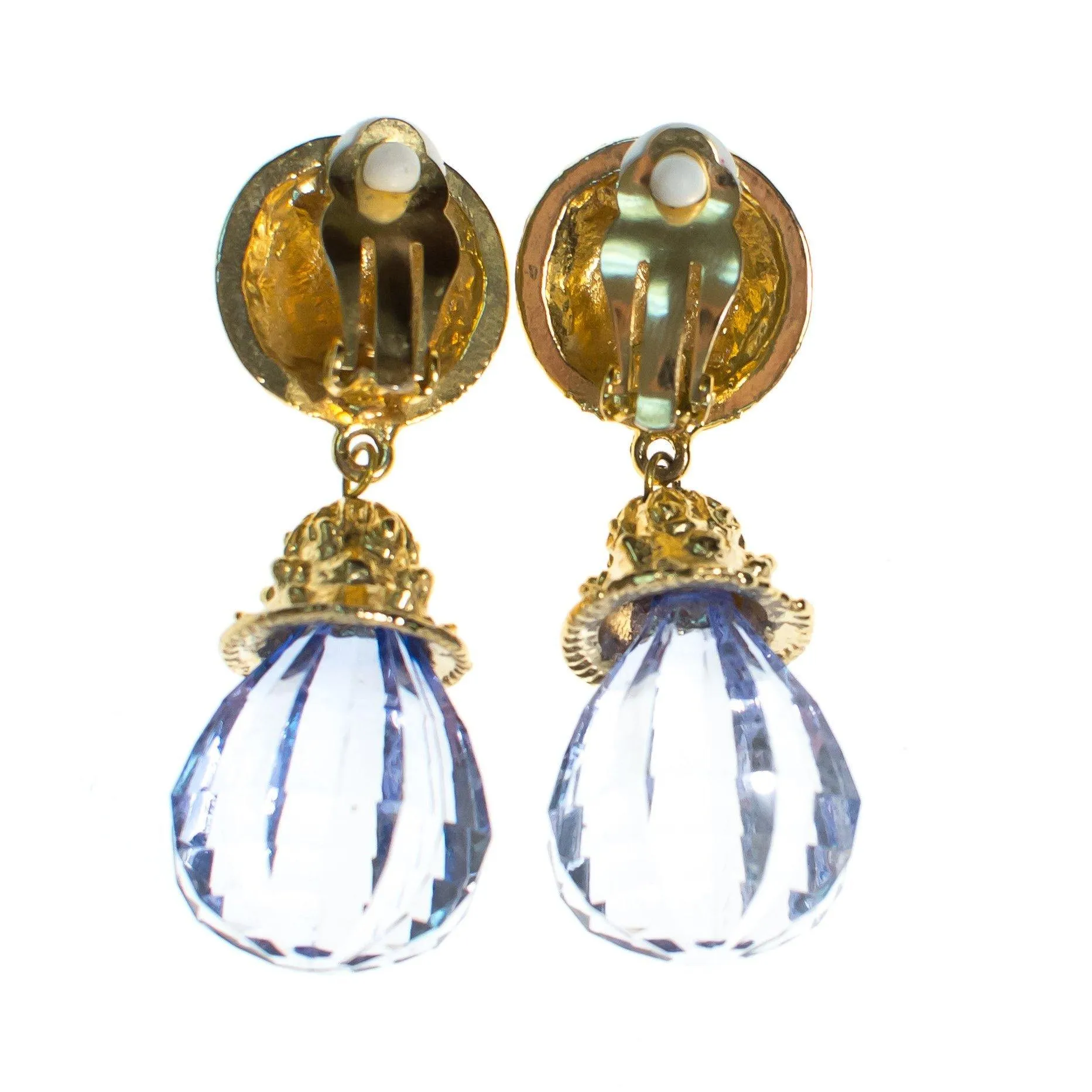 Vintage 1980s Crystal Lucite Chandelier Drop Statement Earrings
