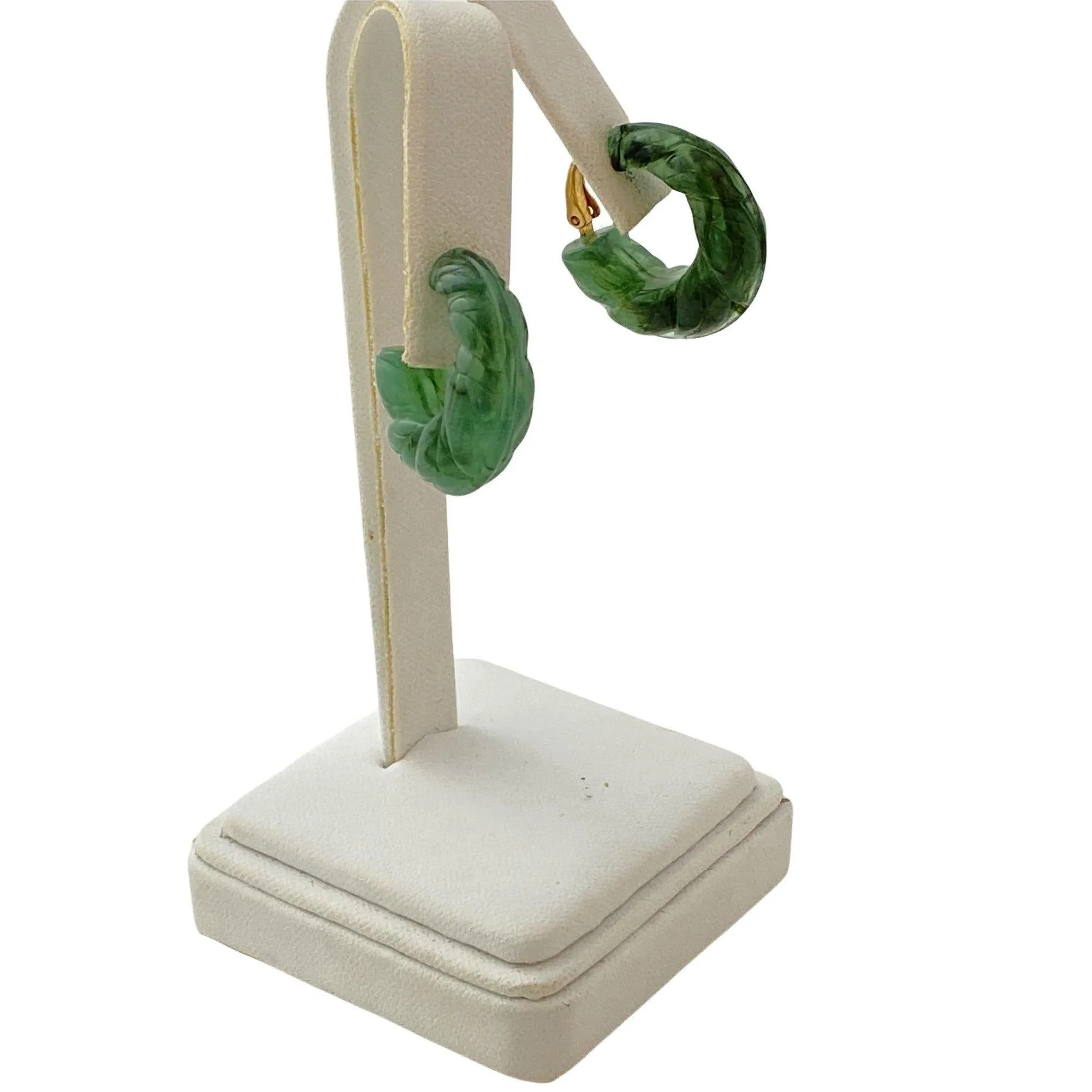 Vintage Avon Faux Jade Hoop Earrings