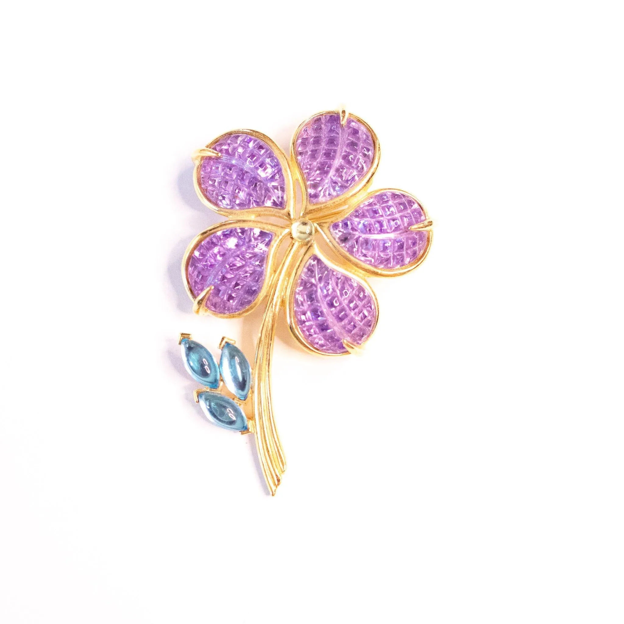 Vintage Avon Purple and Blue Flower Brooch