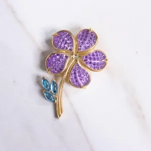 Vintage Avon Purple and Blue Flower Brooch