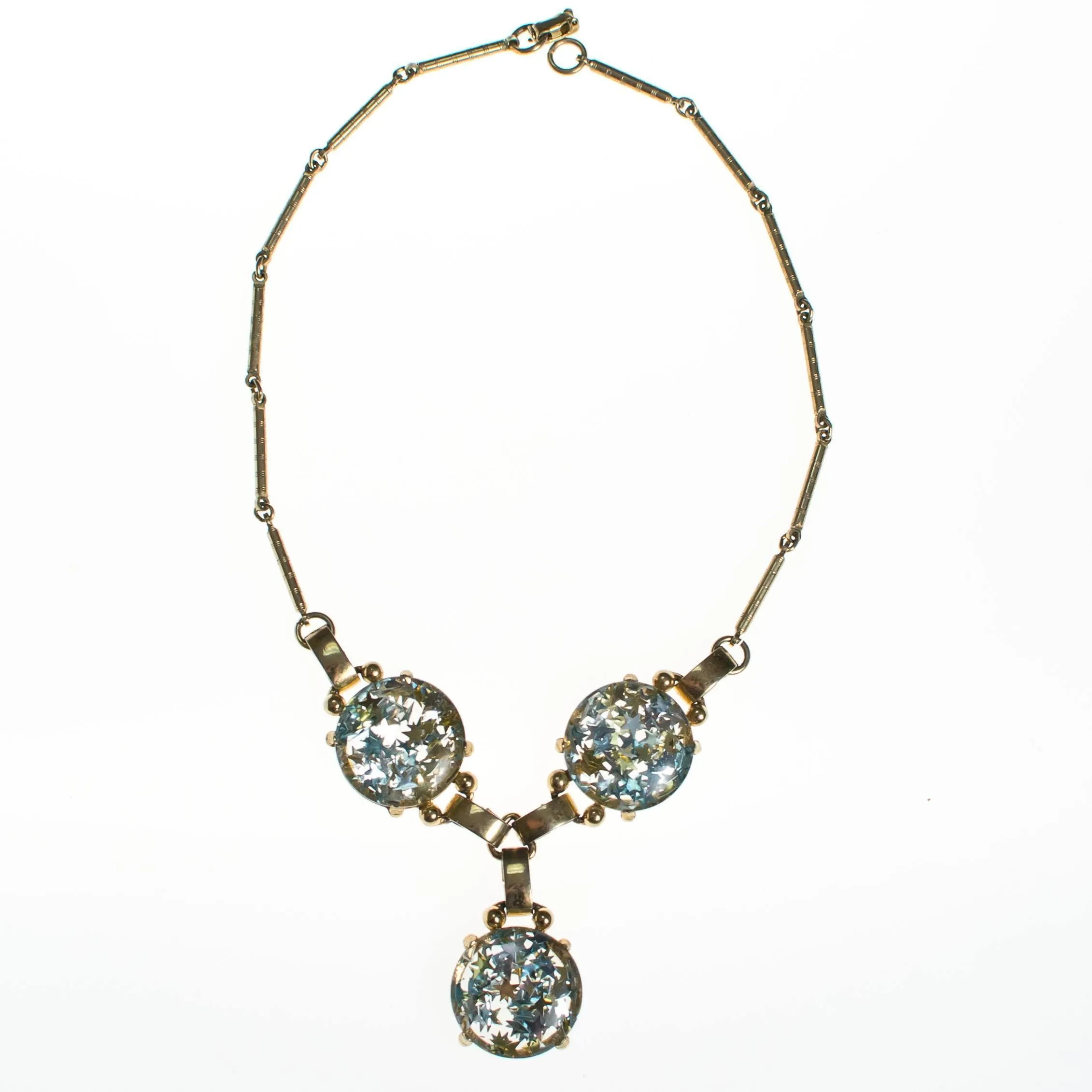 Vintage Confetti Lucite Star Necklace, Y Lavelier Style