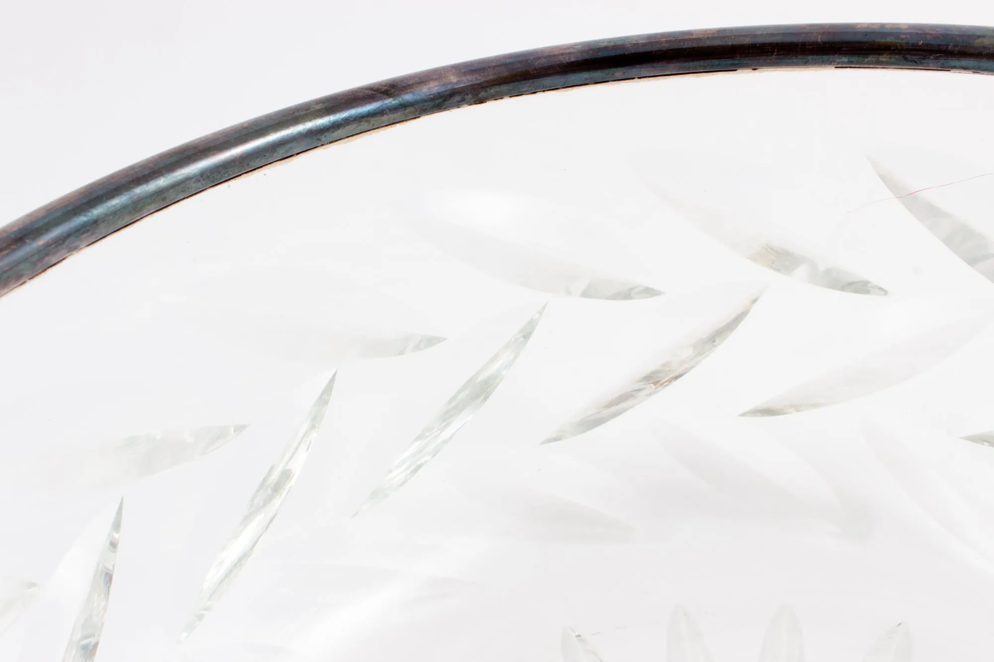 Vintage Crystal Bowl with Silver Edge Detail found in France