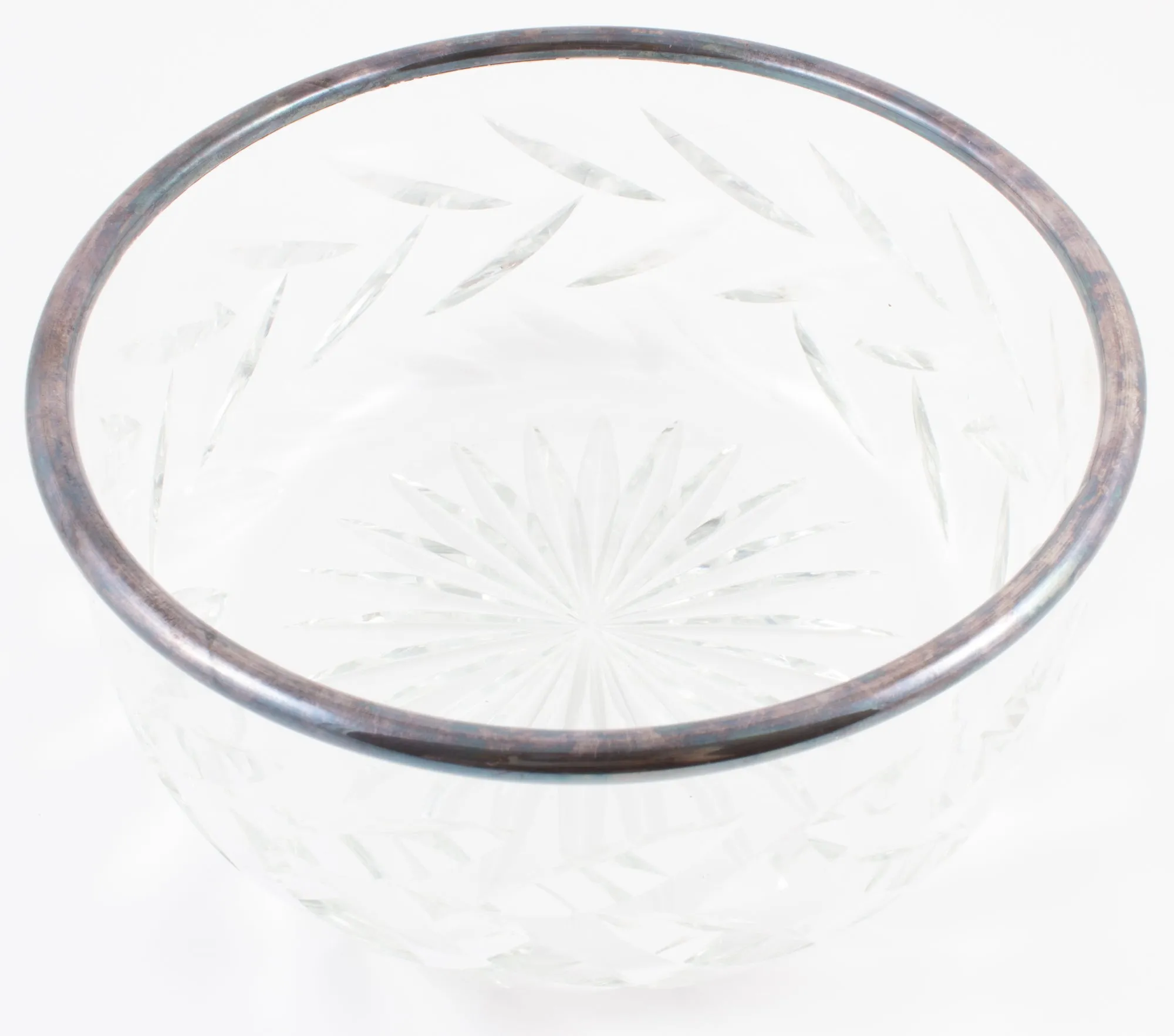Vintage Crystal Bowl with Silver Edge Detail found in France