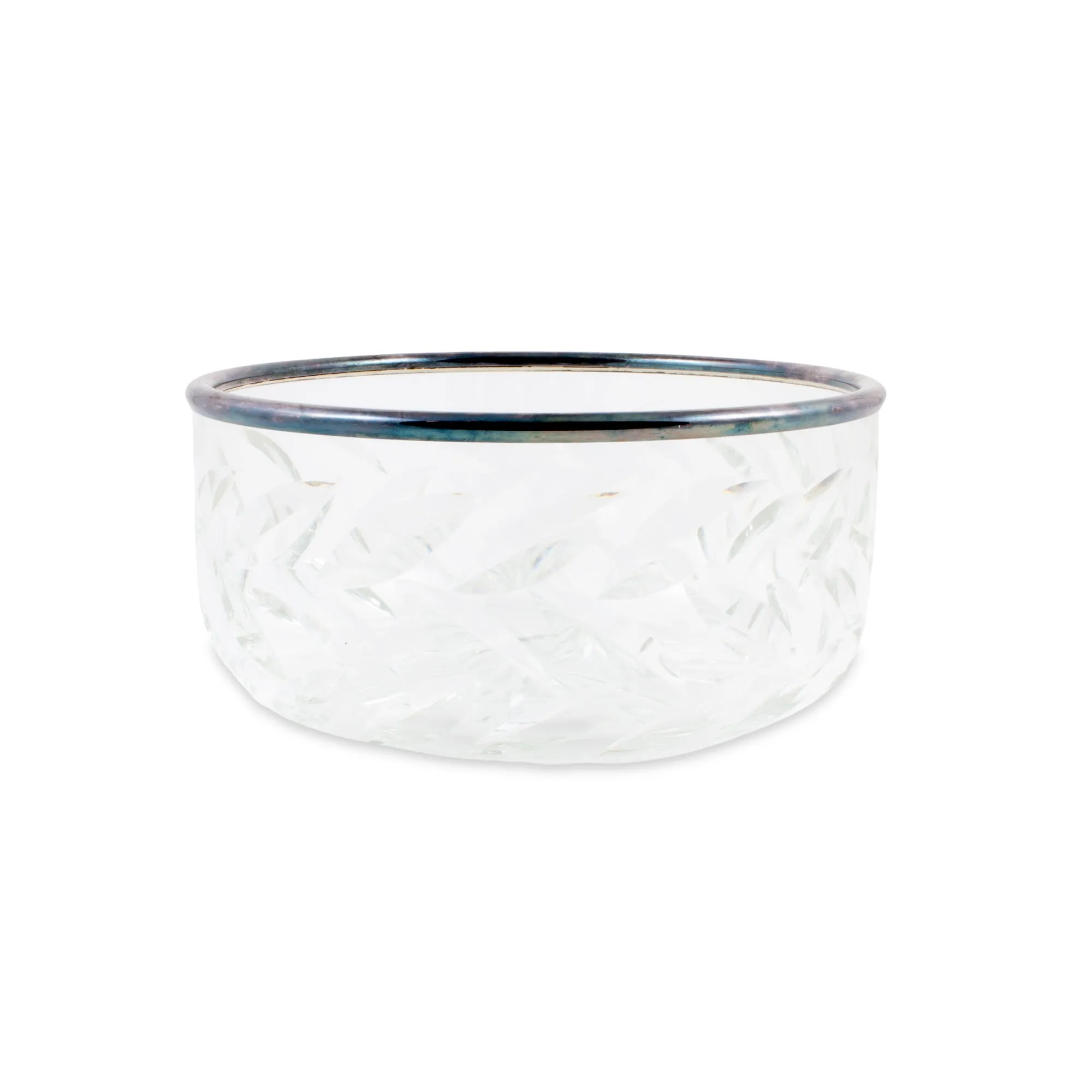 Vintage Crystal Bowl with Silver Edge Detail found in France