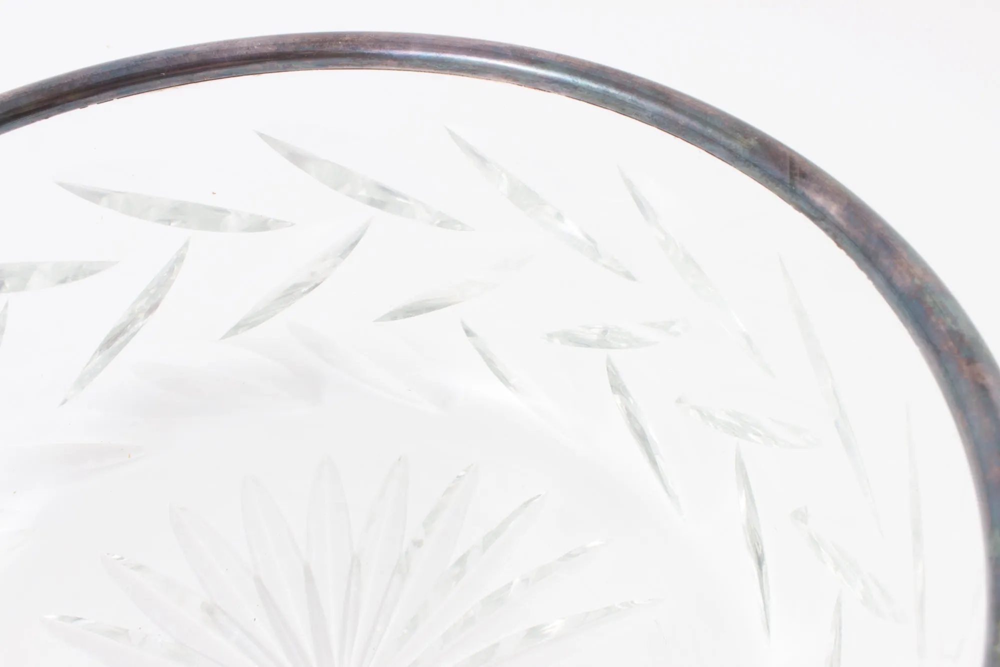 Vintage Crystal Bowl with Silver Edge Detail found in France