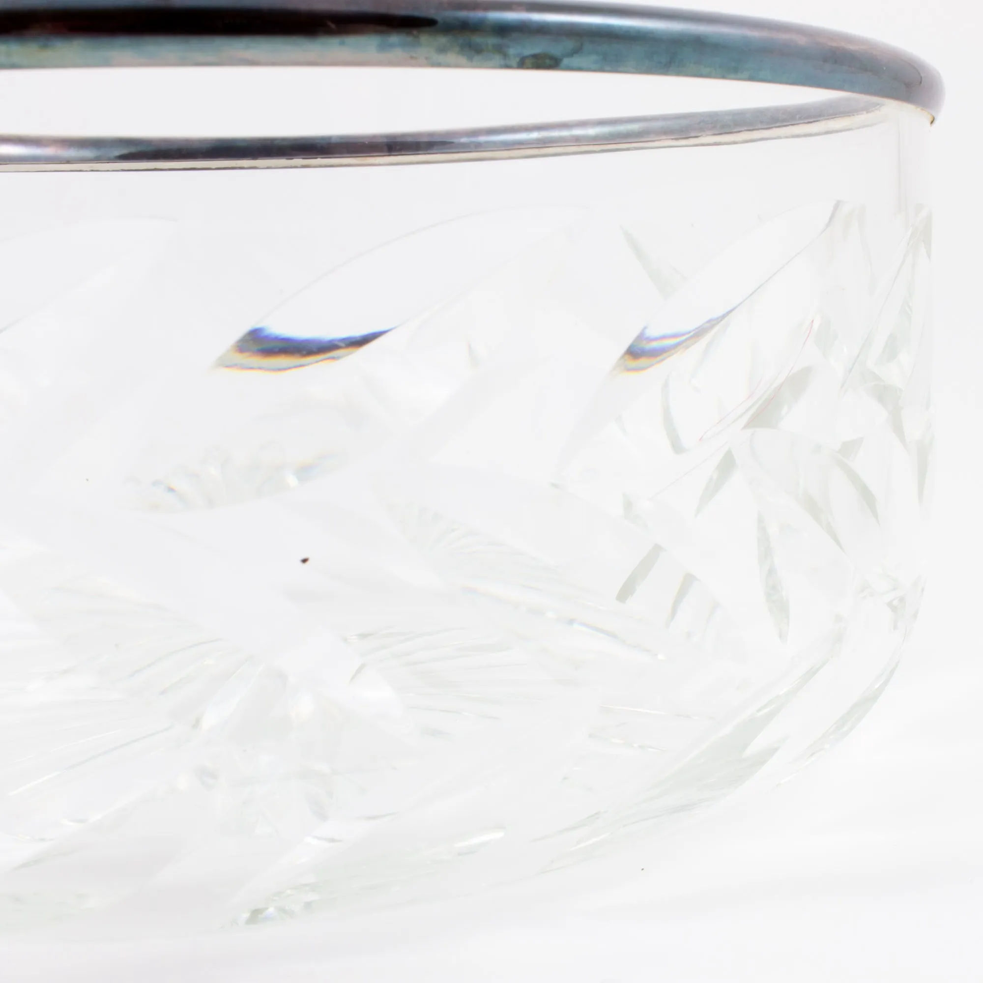 Vintage Crystal Bowl with Silver Edge Detail found in France